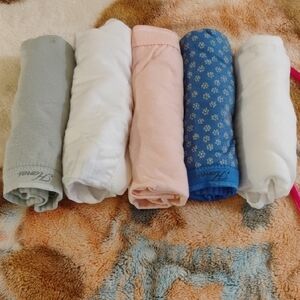 Pack of 5 Rolled Cotton Hanes Tagless  Undergarments - Gray, White, Pink & Blue